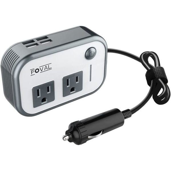 FOVAL 200W Car Power Inverter DC 12V to 110V AC with 4 USB Ports Charger